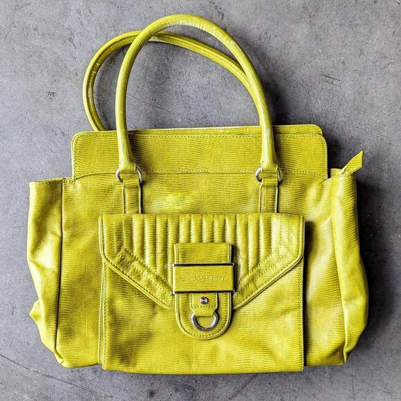Rebecca Minkoff Chartreuse Yellow Leather Illy Tote Bag - Picture 1 of 16